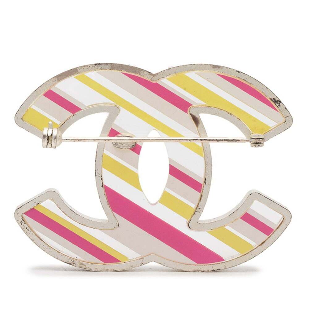 CHANEL Authentic Pink Logo Brooch - Picture 2 of 3